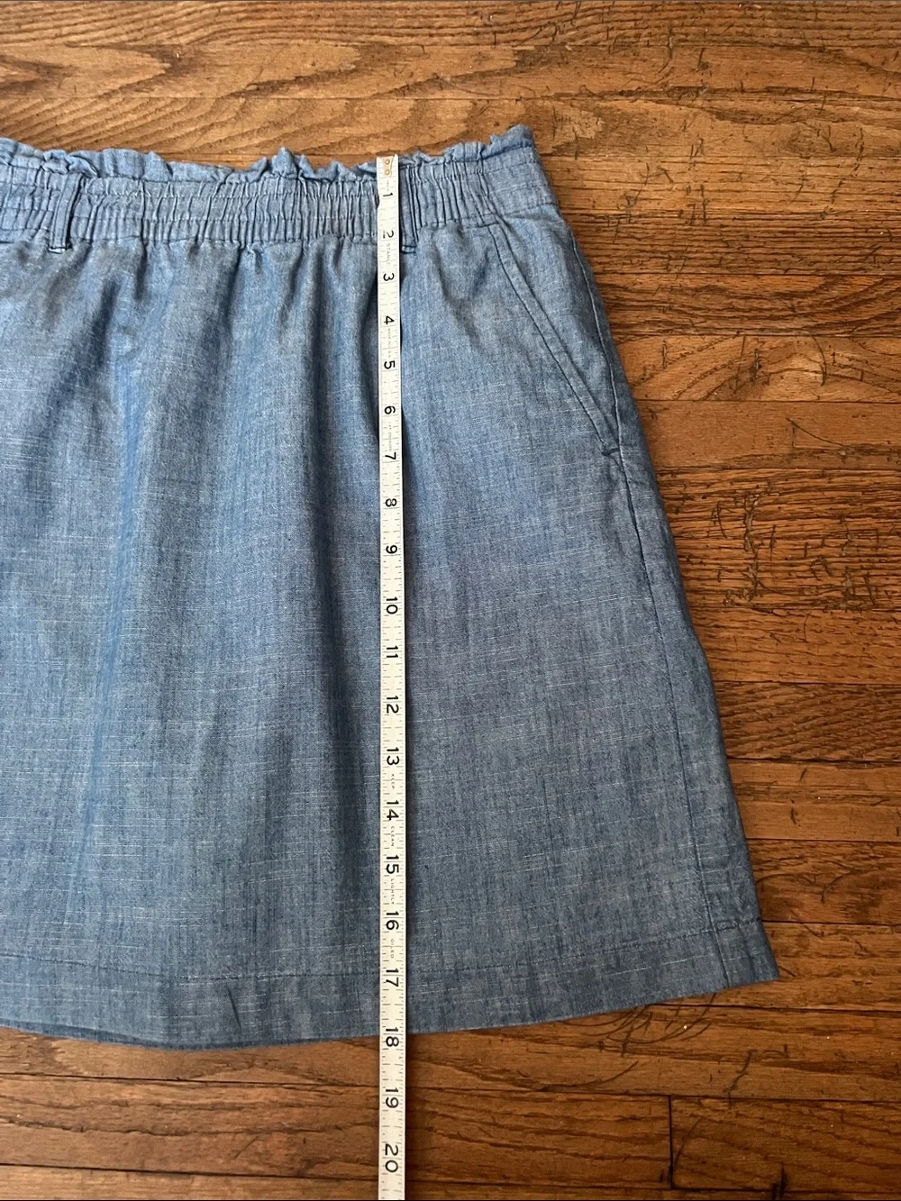 Women’s J.Crew Re-Imagined Chambray Elastic-Waist Skirt - Blue